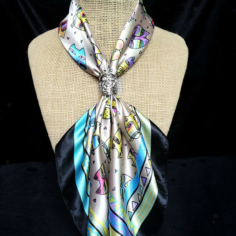 4x Fashion Silk Scarf Buckle Anti-slip Flower Filigree Scarf Ring Clip