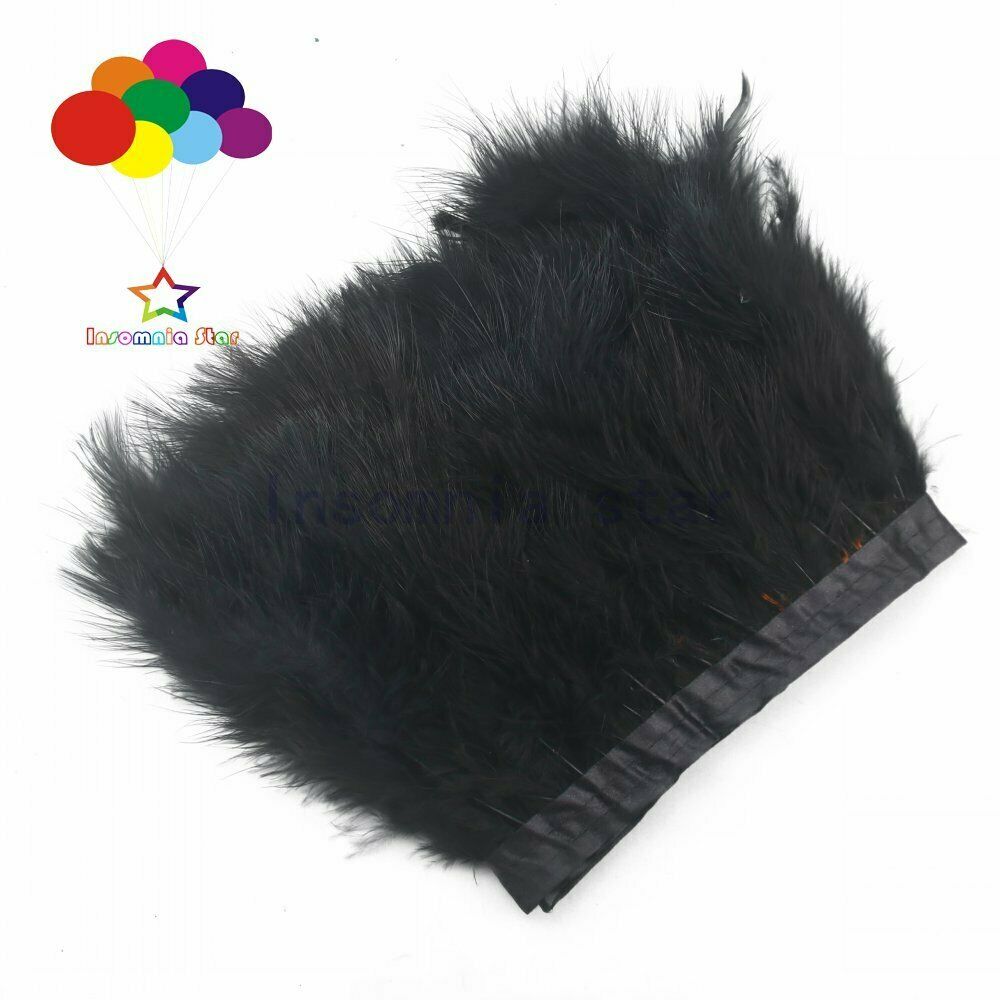 2 Meter Width 6-7inch Fancy Soft Fluffy Dyed Black Turkey Marabou Feather Ribbon