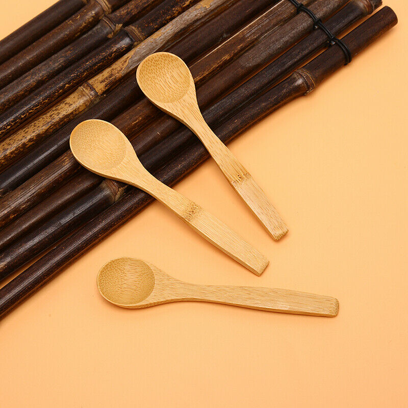 1Pc Mini Wooden Round Bamboo Spoon Soup Tea Coffee Salt Spoon Jam Scoop T.l8