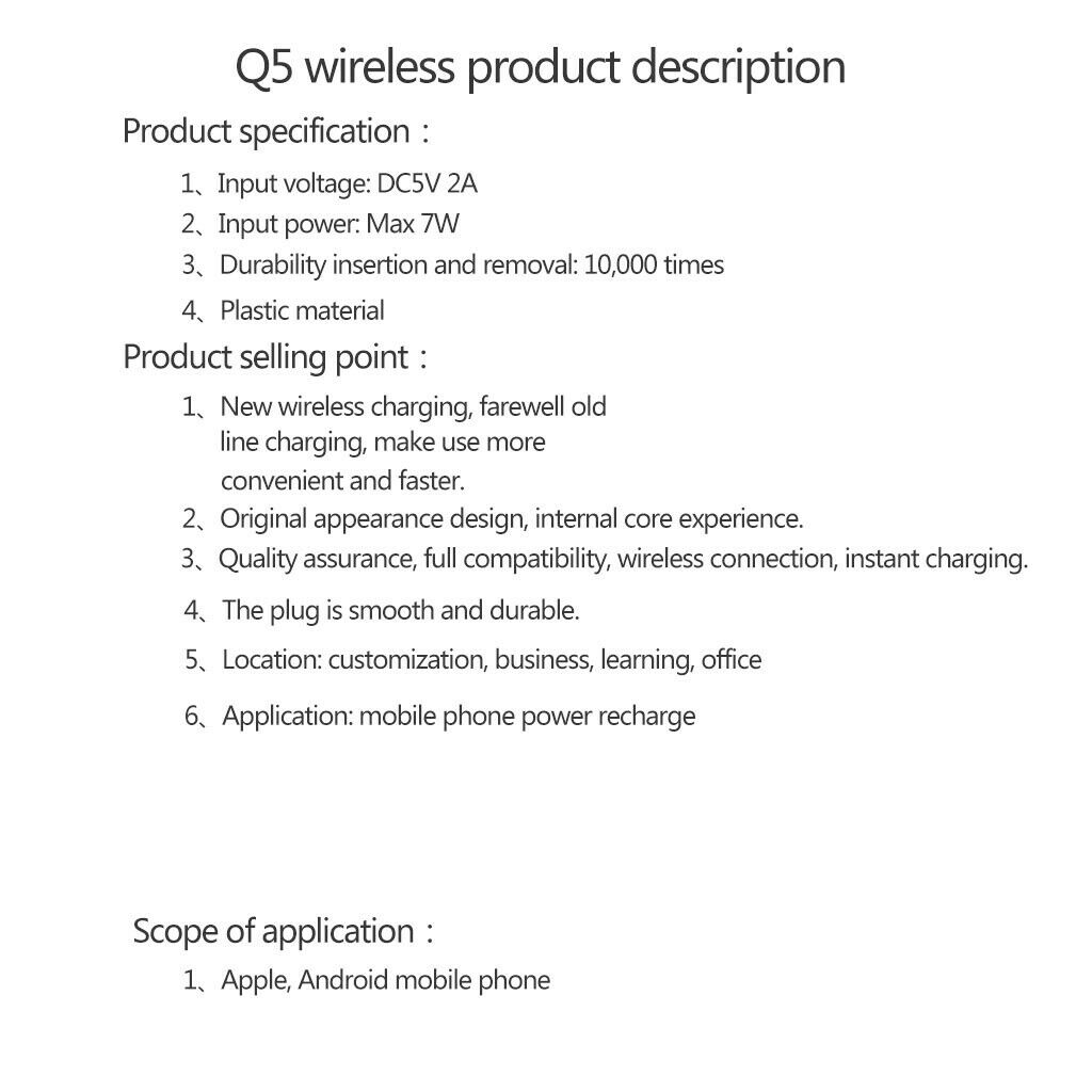 Qi Certified Wireless Charger for Cell Phone Wireless Charging Pad Black
