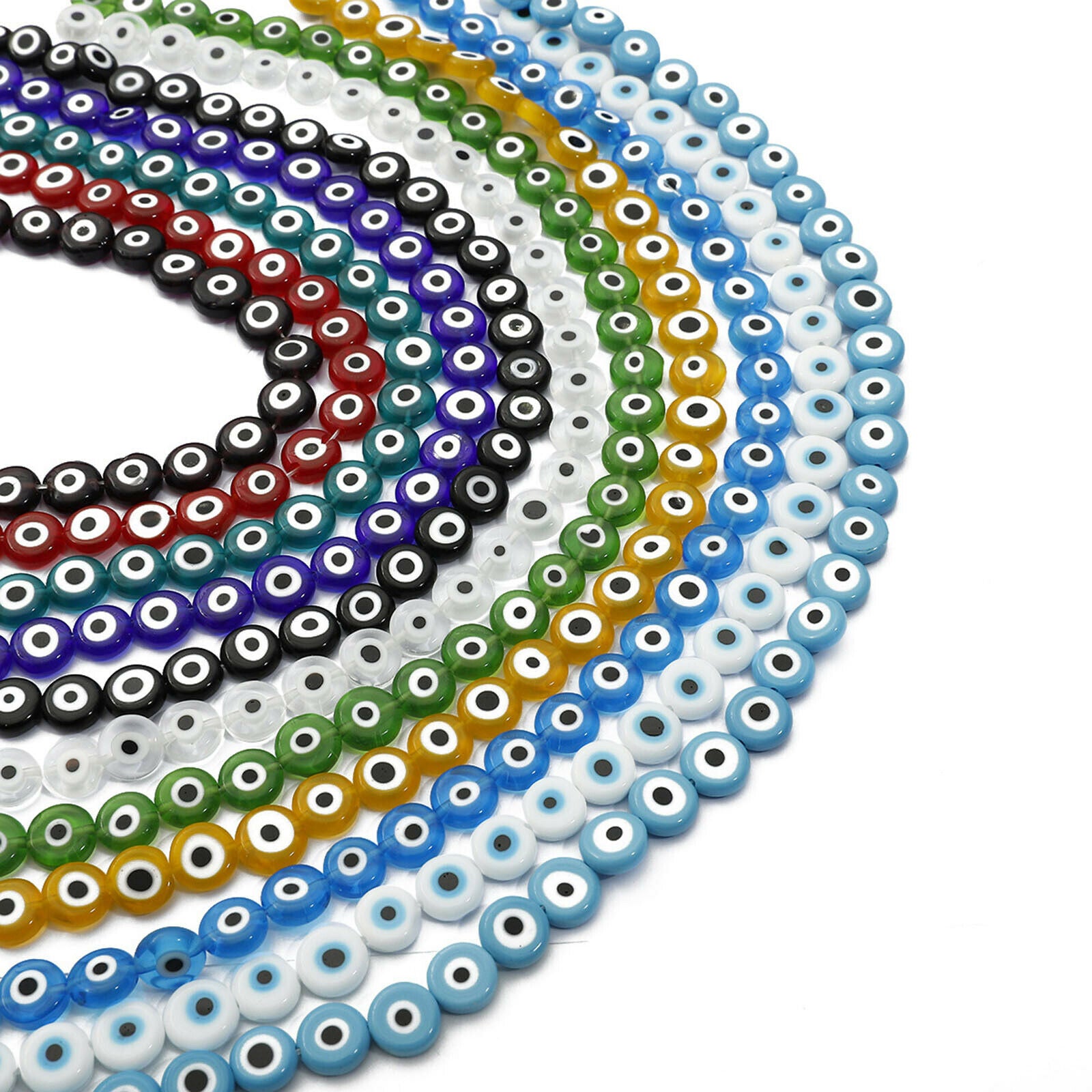 200-Pack Evil Eye Beads 10mm Spacer Beads Charms DIY Earring