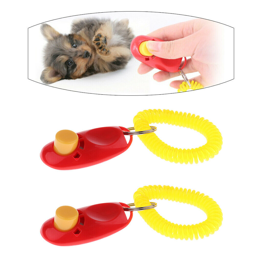 2 Pieces Easy Whistle Dog Puppy Pet Training Obedience Agility Keychain Red