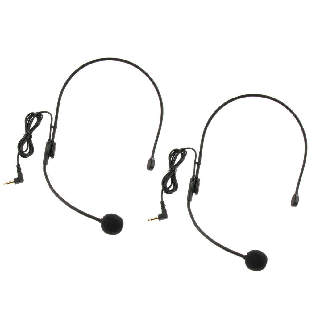2 X 3.5mm Headset Headworn Microphone Condenser Microphone For Tour Guiding