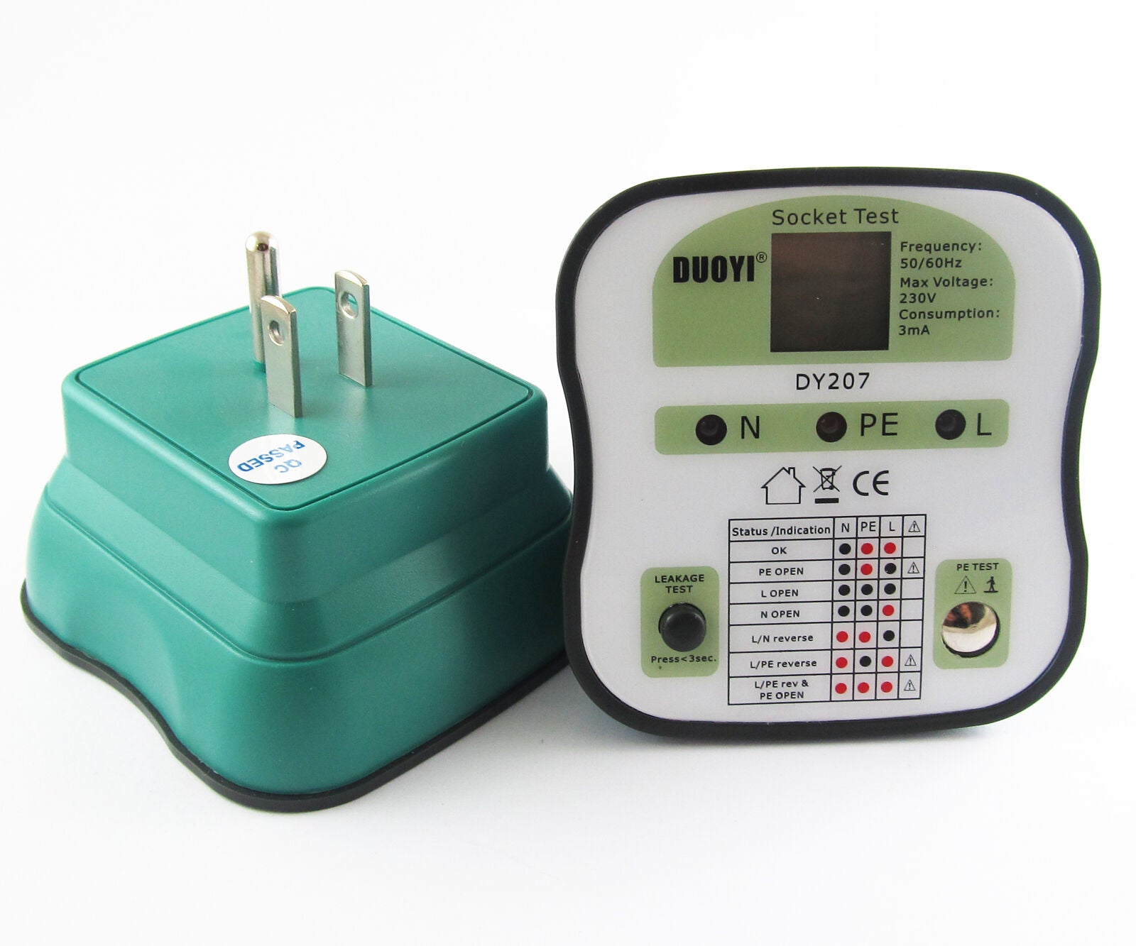 1pc New DUOYI DY207 Electrical Socket Tester RCD Plug US Version