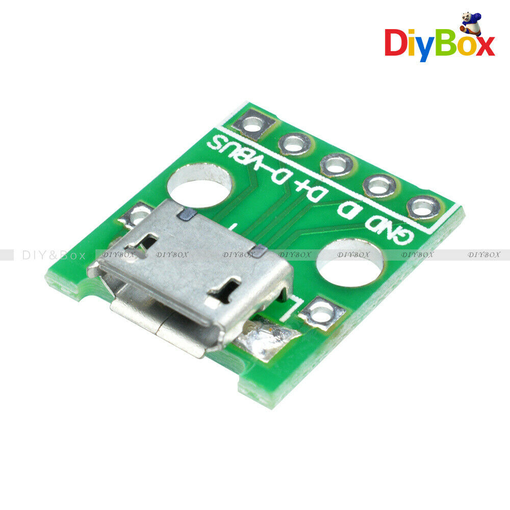 10pcs MICRO USB Female to DIP Adapter 5-Pin Pinboard 2.54mm micro USB pcb Board