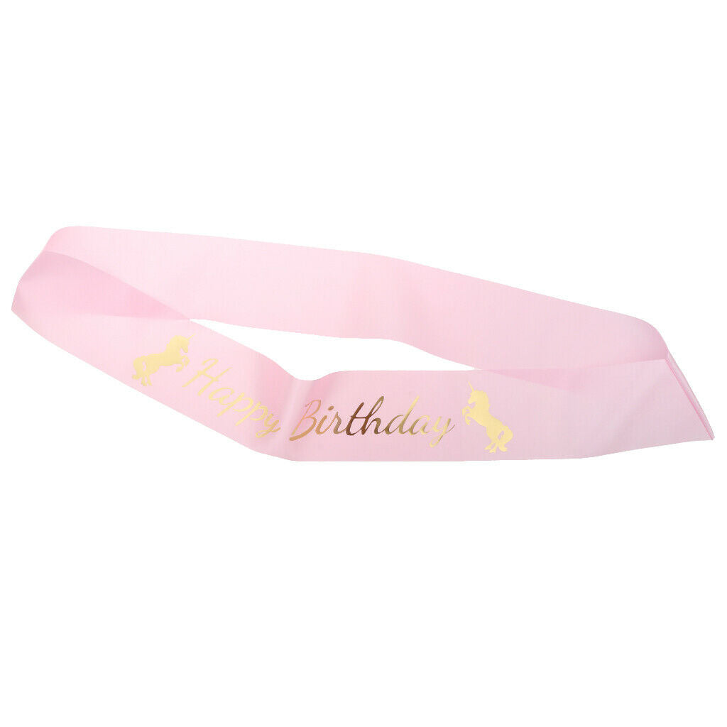 Unicorn Birthday Girl Pink Satin Sash Unicorn Balloon Girls Party Supplies