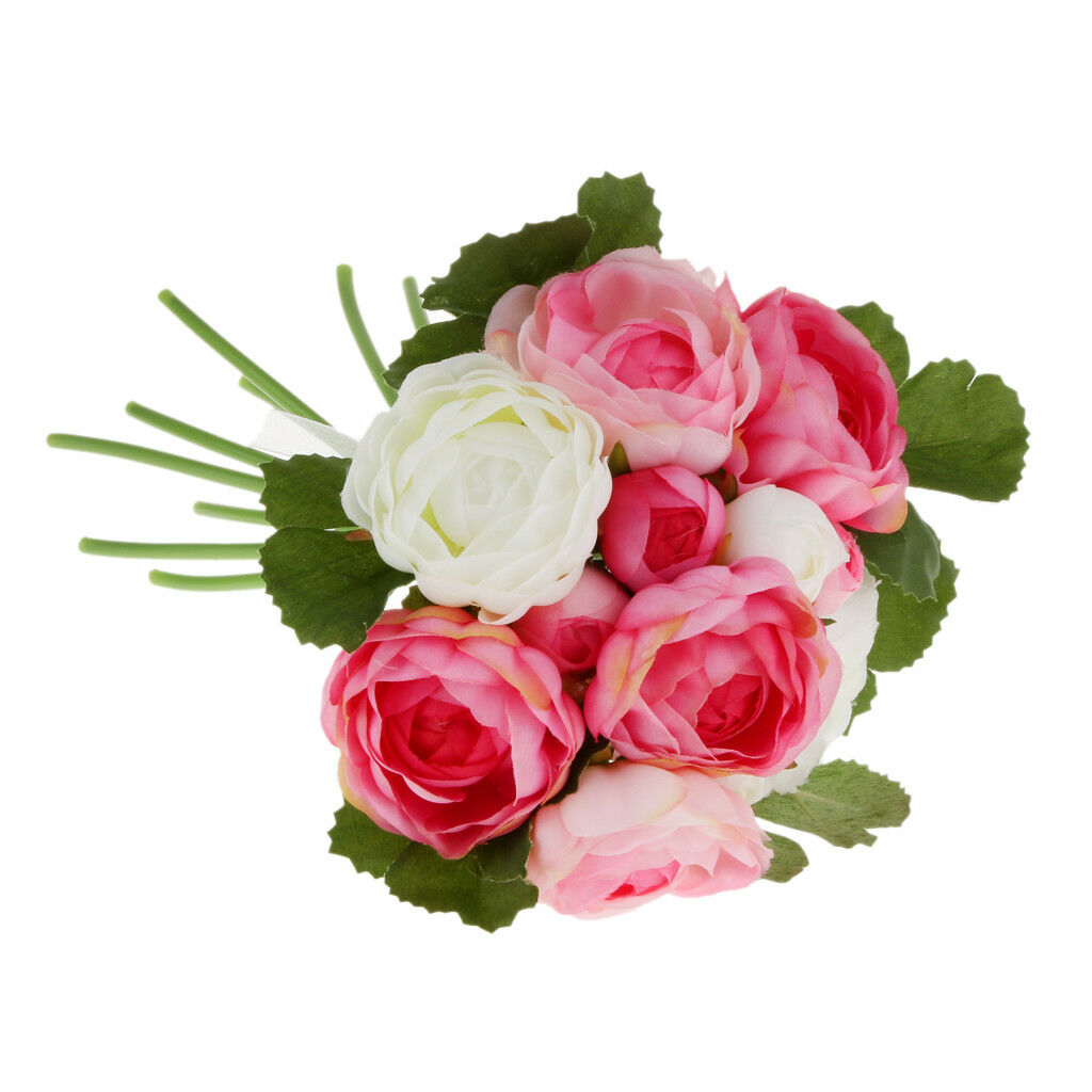 Artificial 13-Head Jasmine Silk Flowers Wedding Photography Craft Rose Red