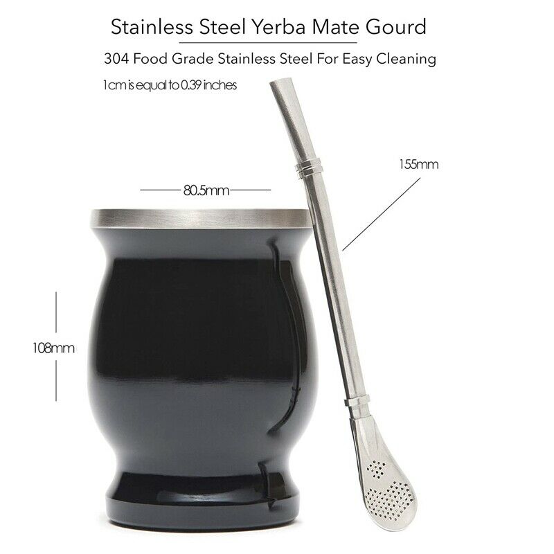 Double-Wall Stainless Yerba Gourd Mate Tea Set Coffee Water Mate Tea Cup witA7J7