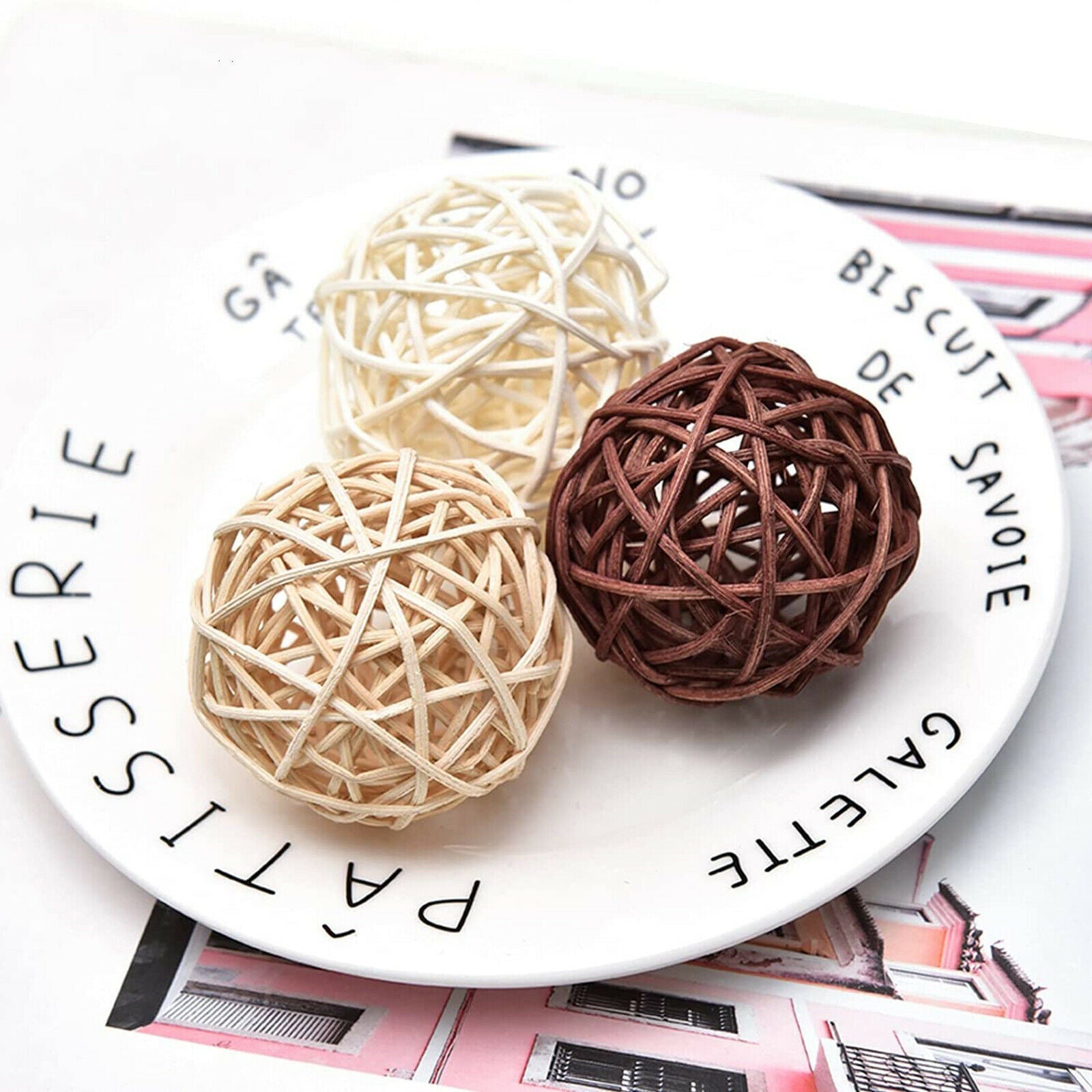 5cm Wicker Rattan Balls Decorative Orbs Table Ornament Wedding Decoration