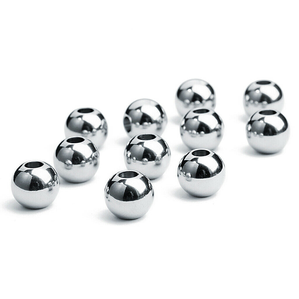 Prettyia 50PCS 8mm Stainless Steel Spacer Beads Ball Beads Jewelry Making