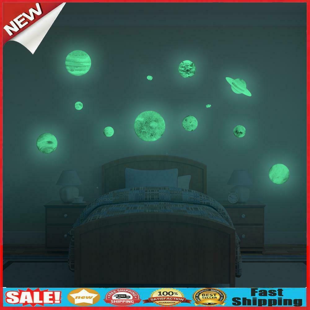 9pcs Planets Luminous Wall Stickers Waterproof DIY Kids Room Decor Gifts @