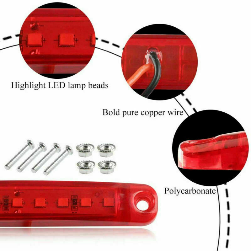 20pcs 4" 9 LED Bus Truck Trailer Side Marker Indicators Lights Red Waterproof