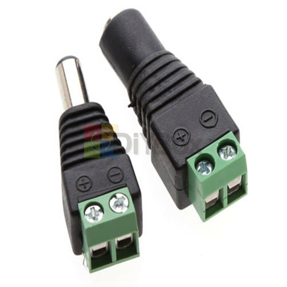 20pcs Male+Female DC Power Jack Connector Adapter Plug 2.1 x 5.5mm for CCTV