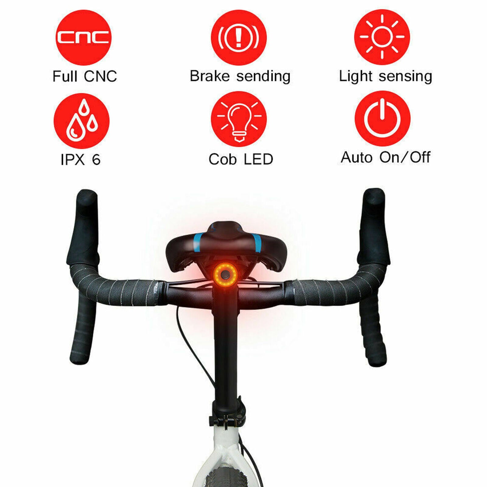 LED Bike Taillight Waterproof USB Rechargeable Induction Brake Turn Signal Bicyc
