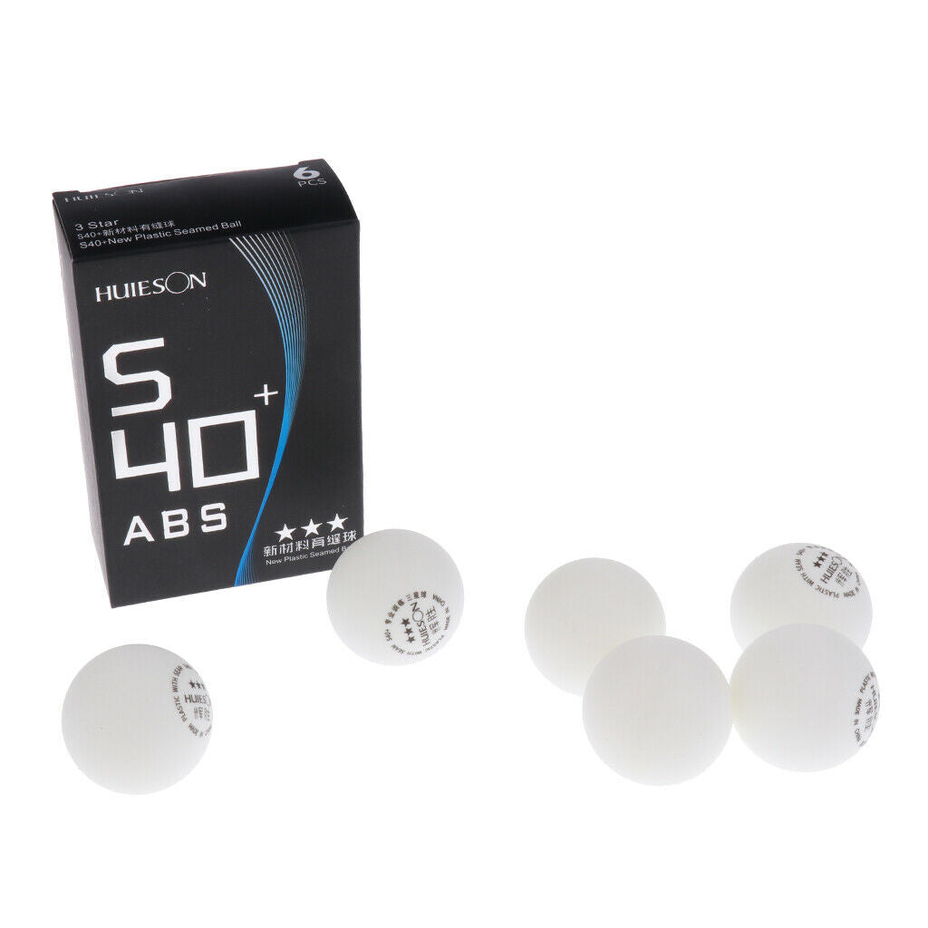 Pack of 6, 40+mm 3-stars  Pong Balls ABS Table Tennis Balls - White