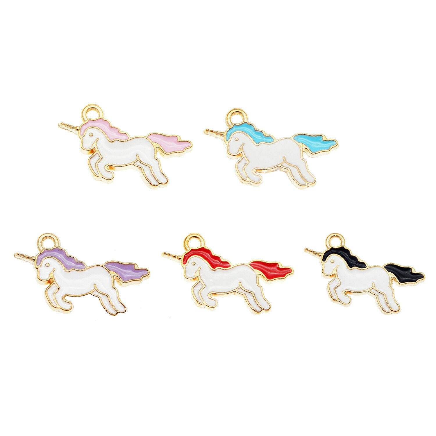 16PCS Enamel Mixed Lots 21x14mm Unicorn Pendant Charms for Bracelet Necklace