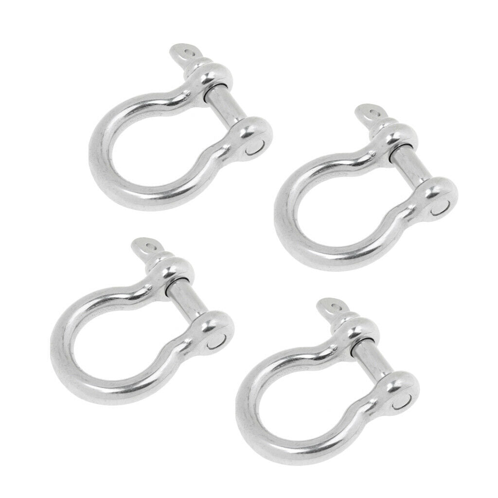 4 pcs Marine Hardware Bow Shackle Clevis Screw Pins Anchor 304 Stainless Steel