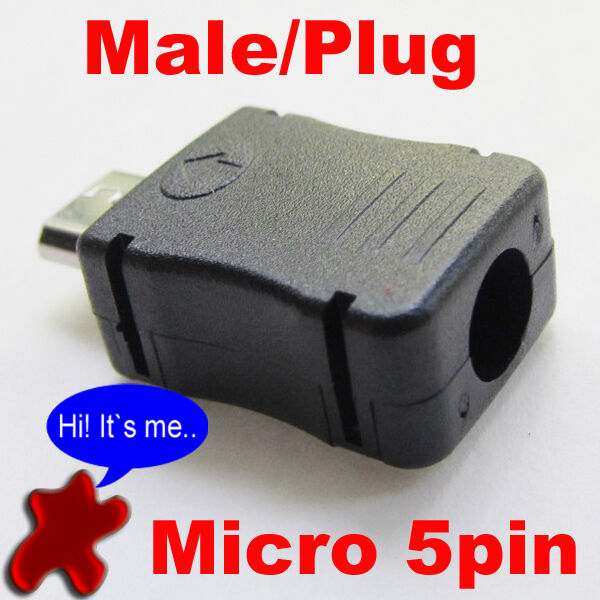 10pcs Micro USB 5 Pin Male Plug Socket Connector with Plastic Cover for DIY