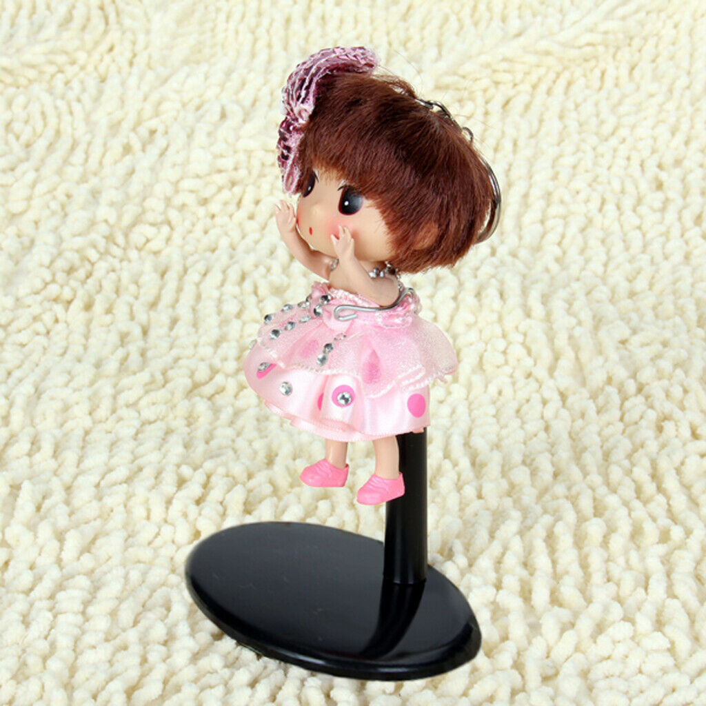 Black Adjustable Metal Stand Display Holder Plastic Base 4.1-5.1inch For