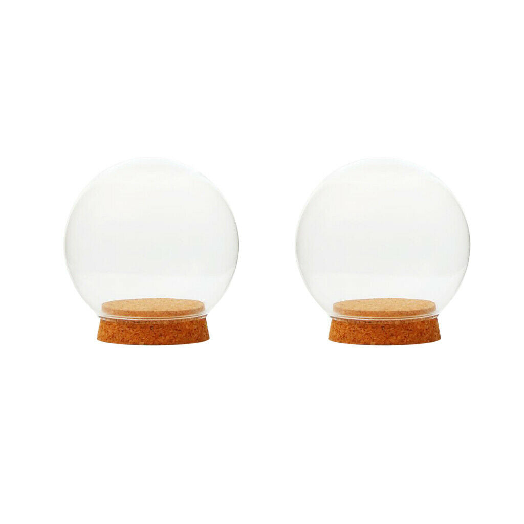 2Pack Dia 12cm Clear Glass Dome Cover Cloche Round Jar Succulent Terrariums