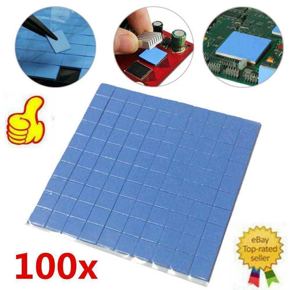 100* Blue 100x100x1mm GPU CPU Cooling Heatsink Silicone Thermal Conductive Pads.
