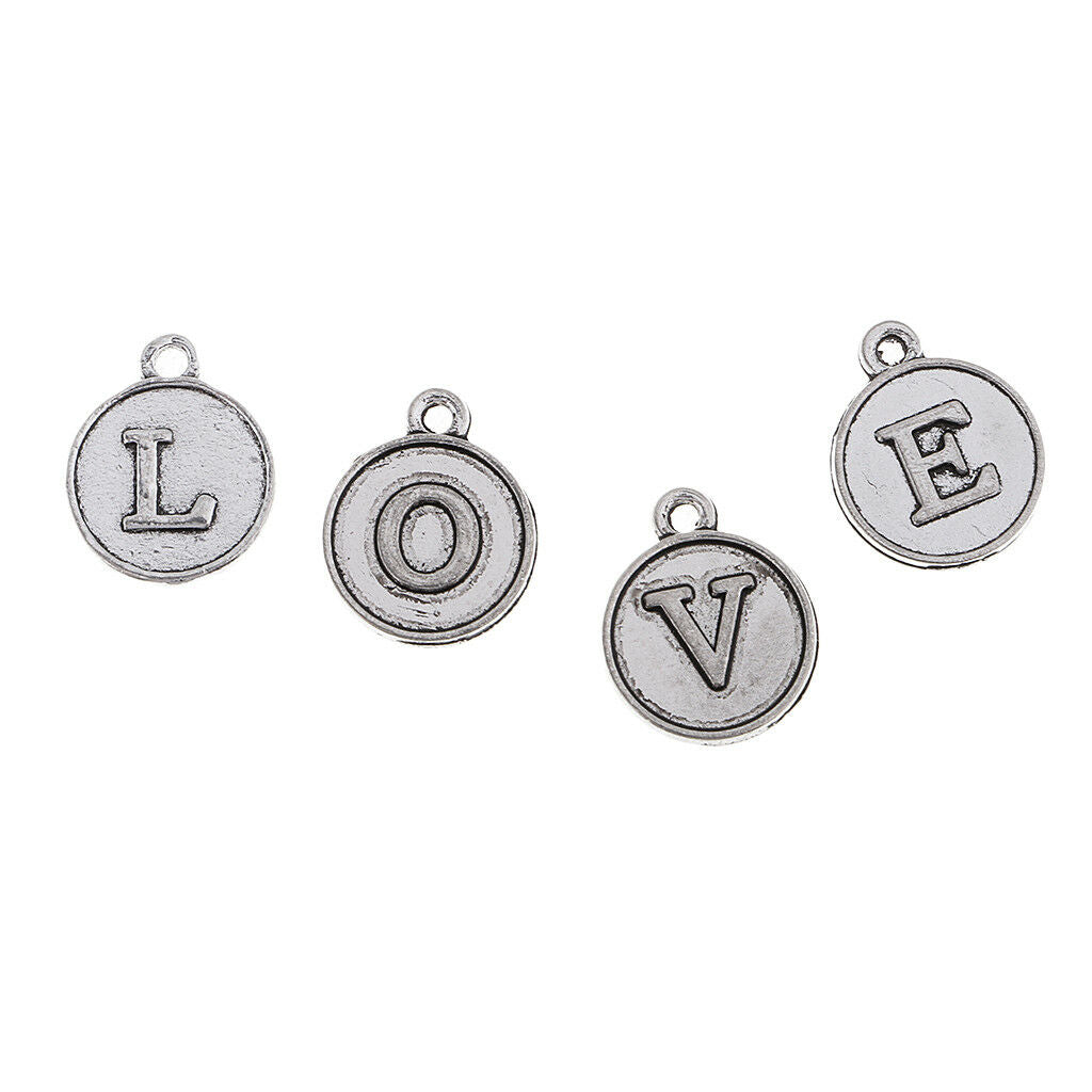 52 Pack Letters Alphabet 12mm Round Charms Pendants Jewelry Making Findings