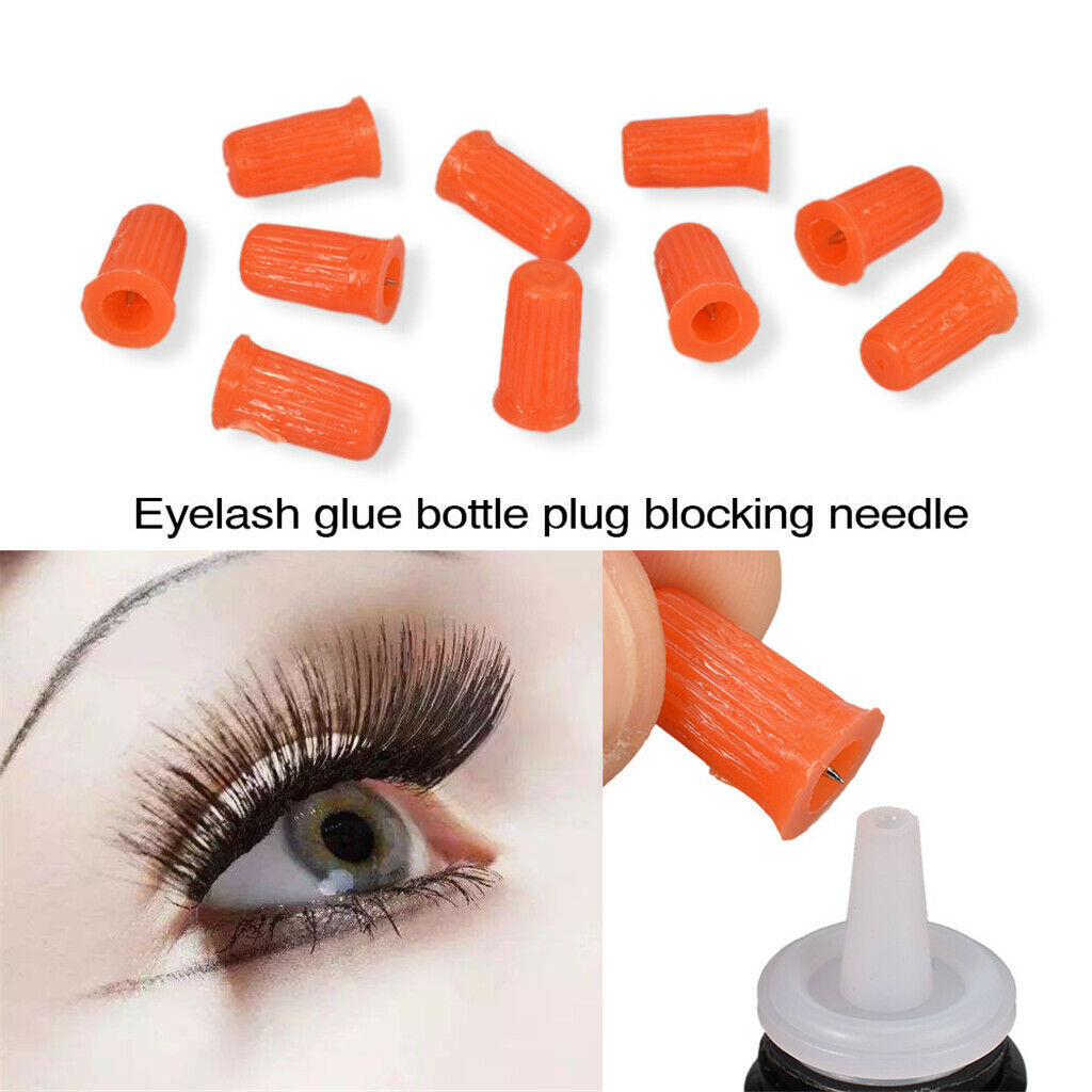 10pcs Eyelash Caps, Glue Bottle Locking Needle, Red Eyelash Extension Tool, Fits