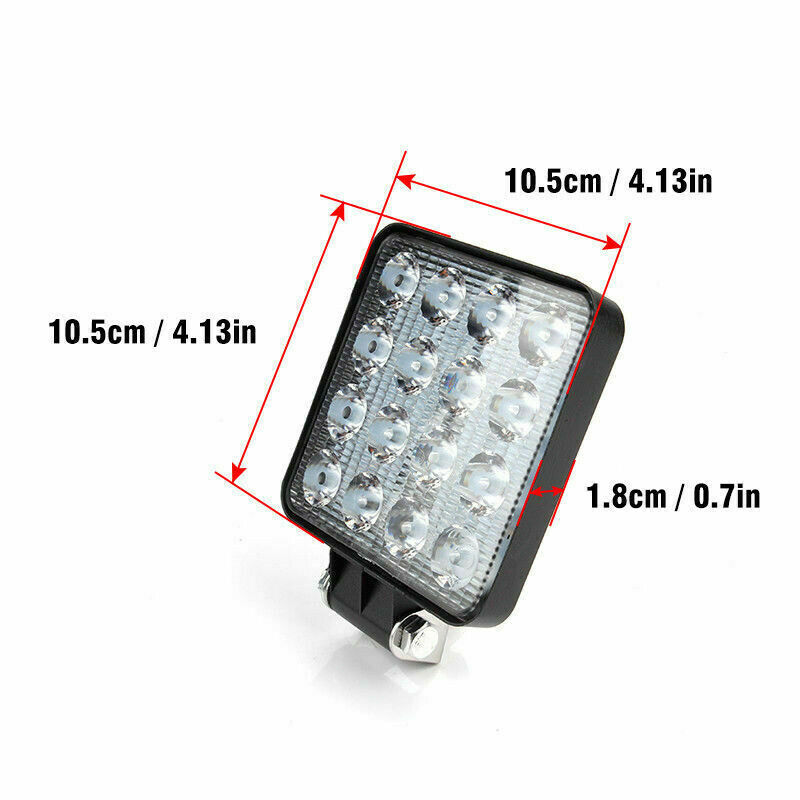 4Inch Square 48W 16LED Work Light Off Road FLOOD Beam Fog Lamp For Car Truck FT