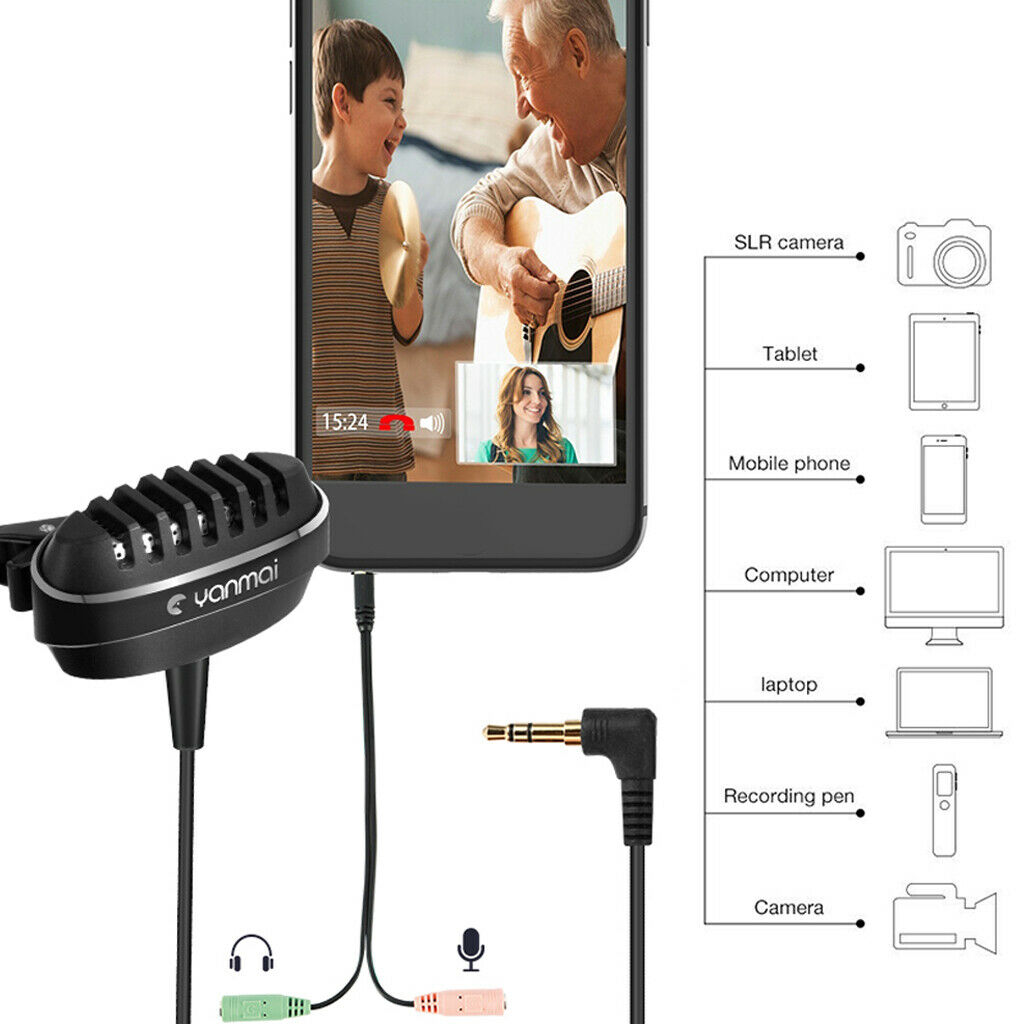 Lavalier Lapel Microphone Omnidirectional Dual Condenser Vedio Recording Mic