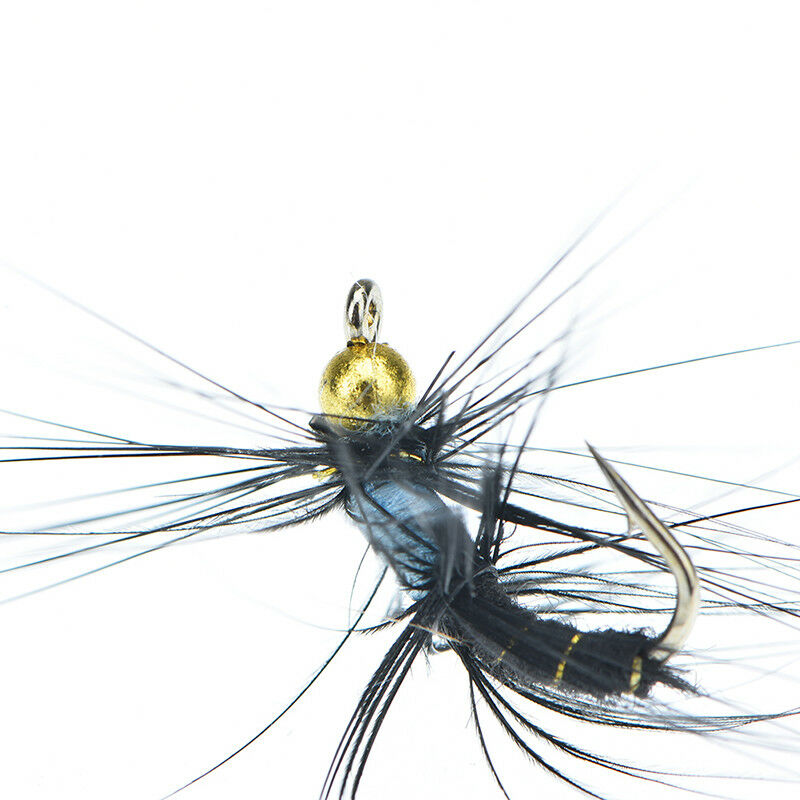5pcs 10# fly nymph pheasant herl winged may fly trout perch fly fishing fli Qx
