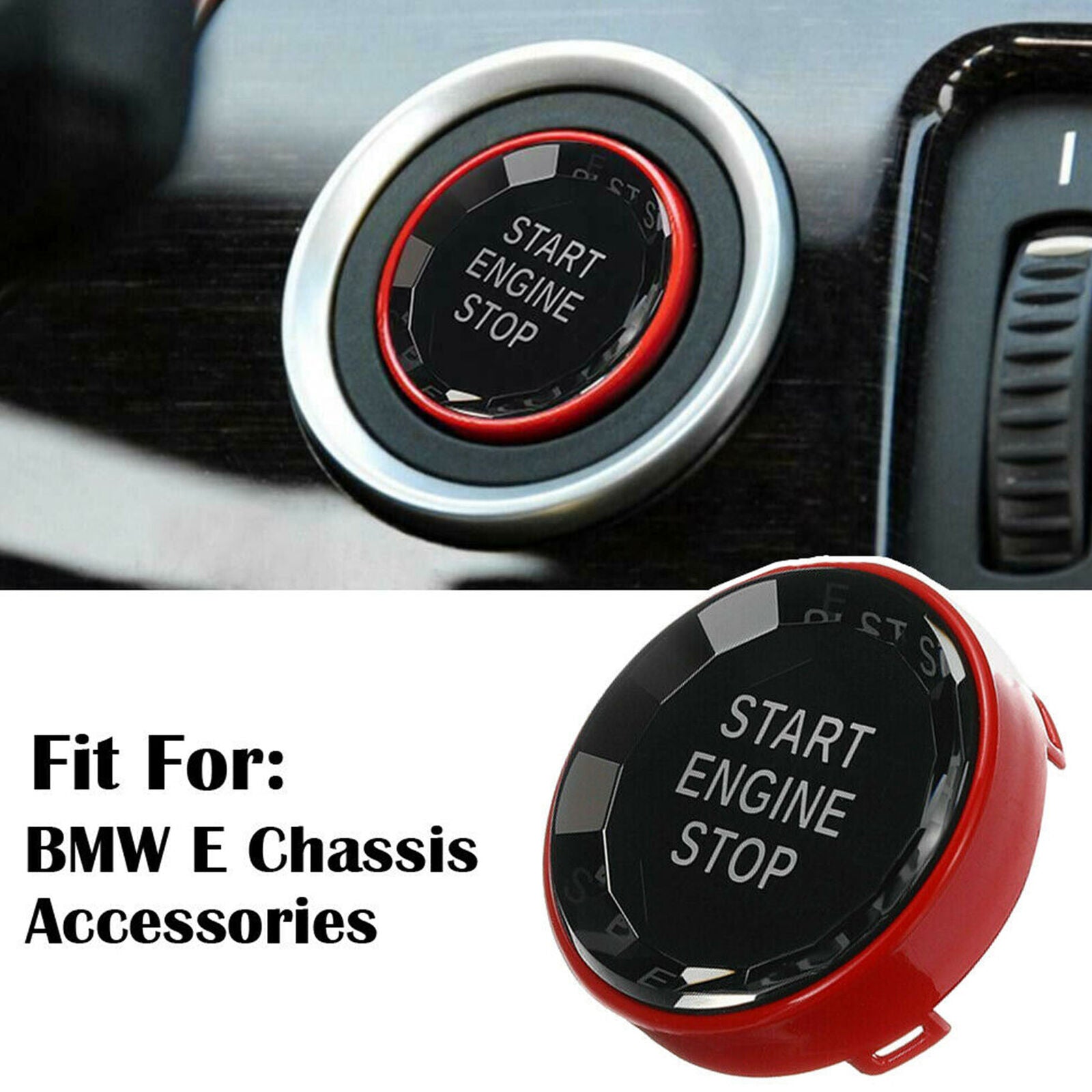 Red Engine Start Stop Switch Button Cover Crystal For BMW E Chassis E90 E92 E93