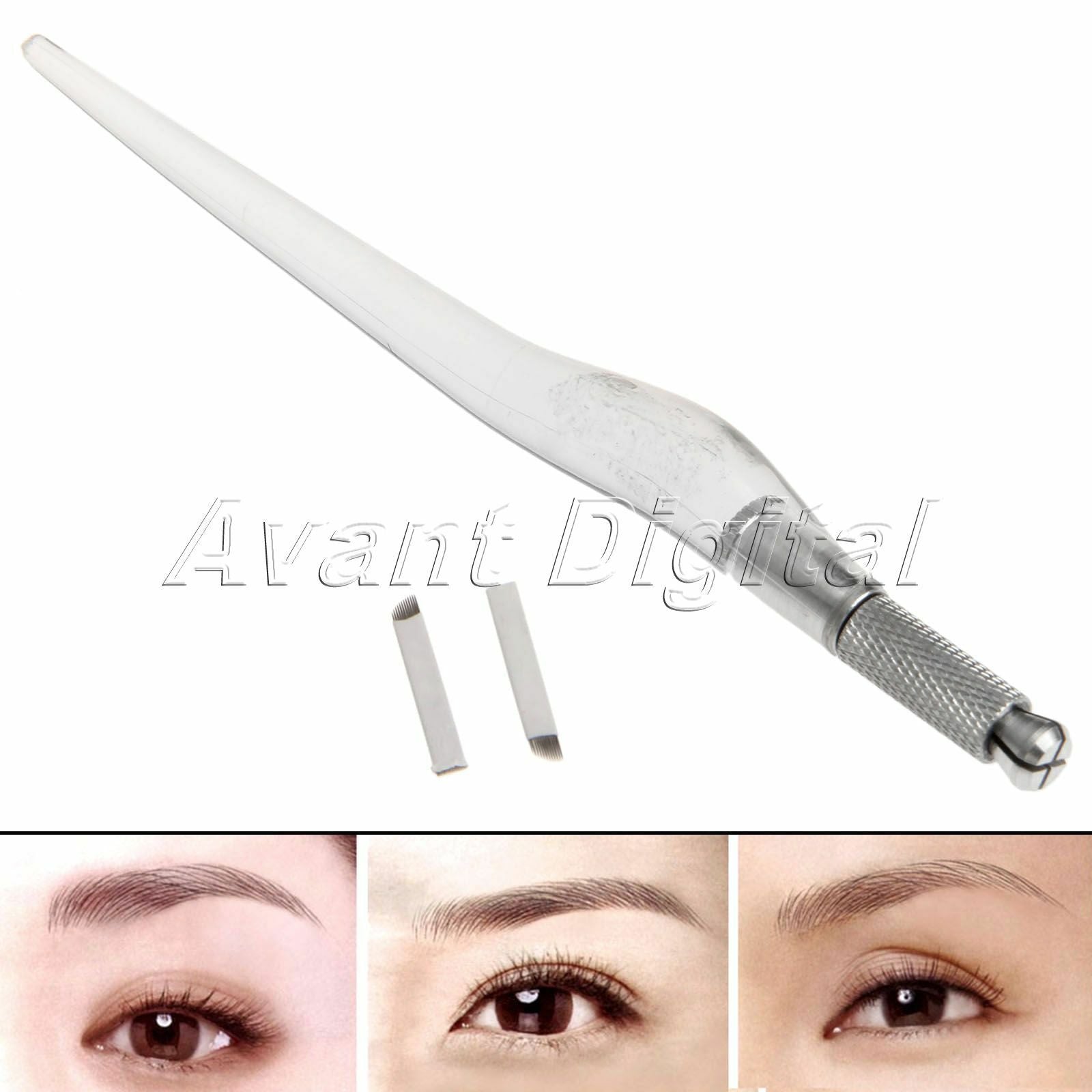 12 Pin needles+ Manual Tattoo Pen PCD Makeup Machine Eyebrow Micro blade Pen