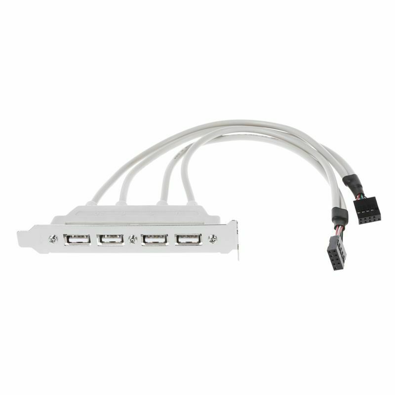 Dual Motherboard 9Pin Header to 4Port USB 2.0 Female Cable PCI Bracket A1T3T3
