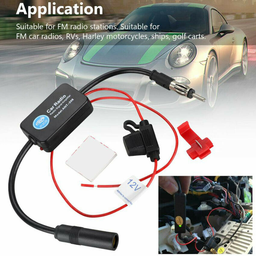 12V Universal Car FM/AM Radio Stereo Antenna Aerial Signal Amplifier Booster