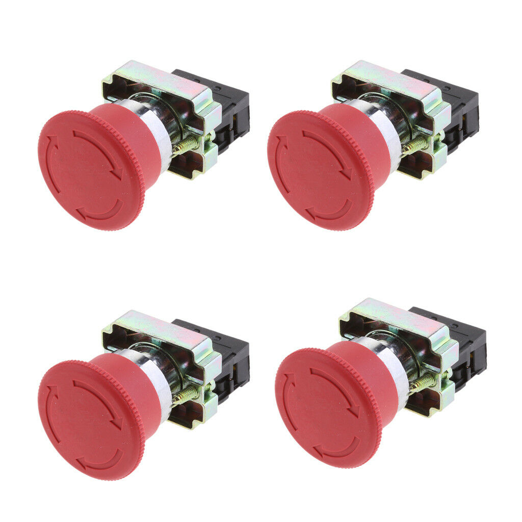 4Pack XB2-BS542 RED 2NC Emergency Latching Rotary Stop Push-button Switch