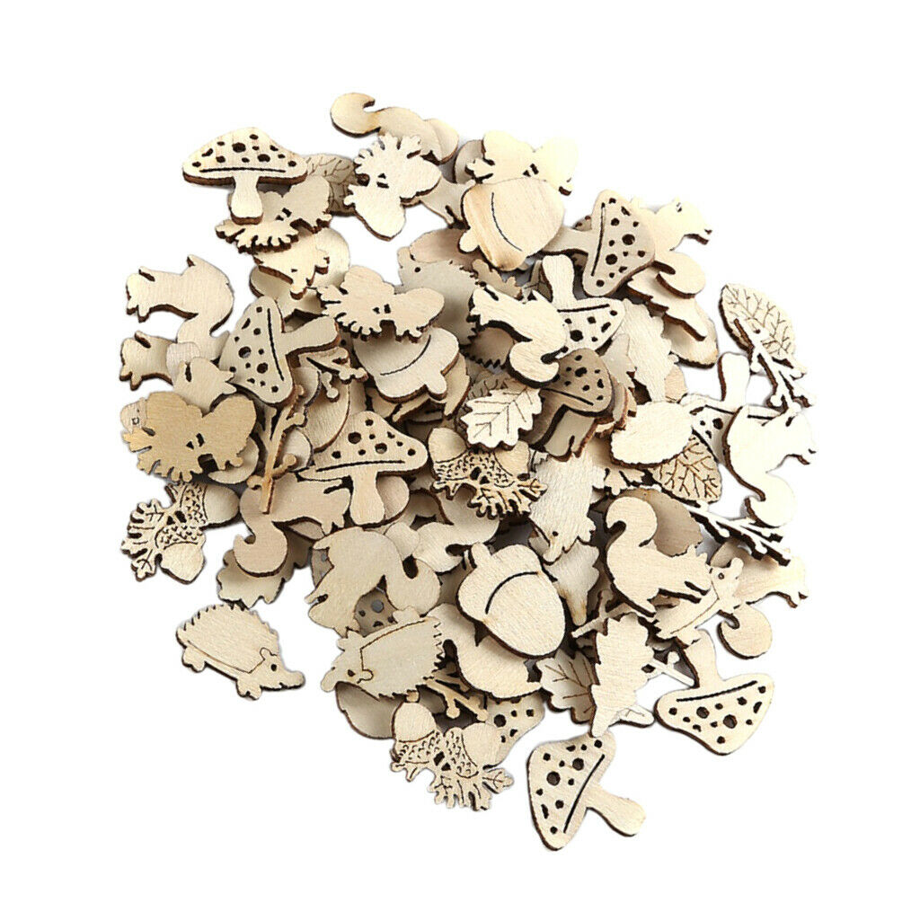 50 pieces cartoon shape wooden slices wooden pieces wooden shape for DIY crafts