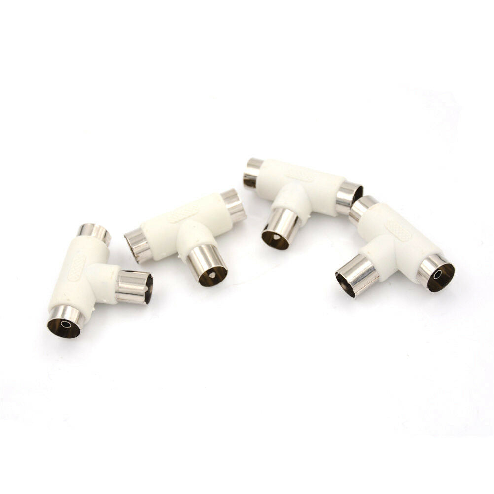 4x Coax Coaxial Antenna Y Splitter Adapter Aerial to TV Converter Plu.l8
