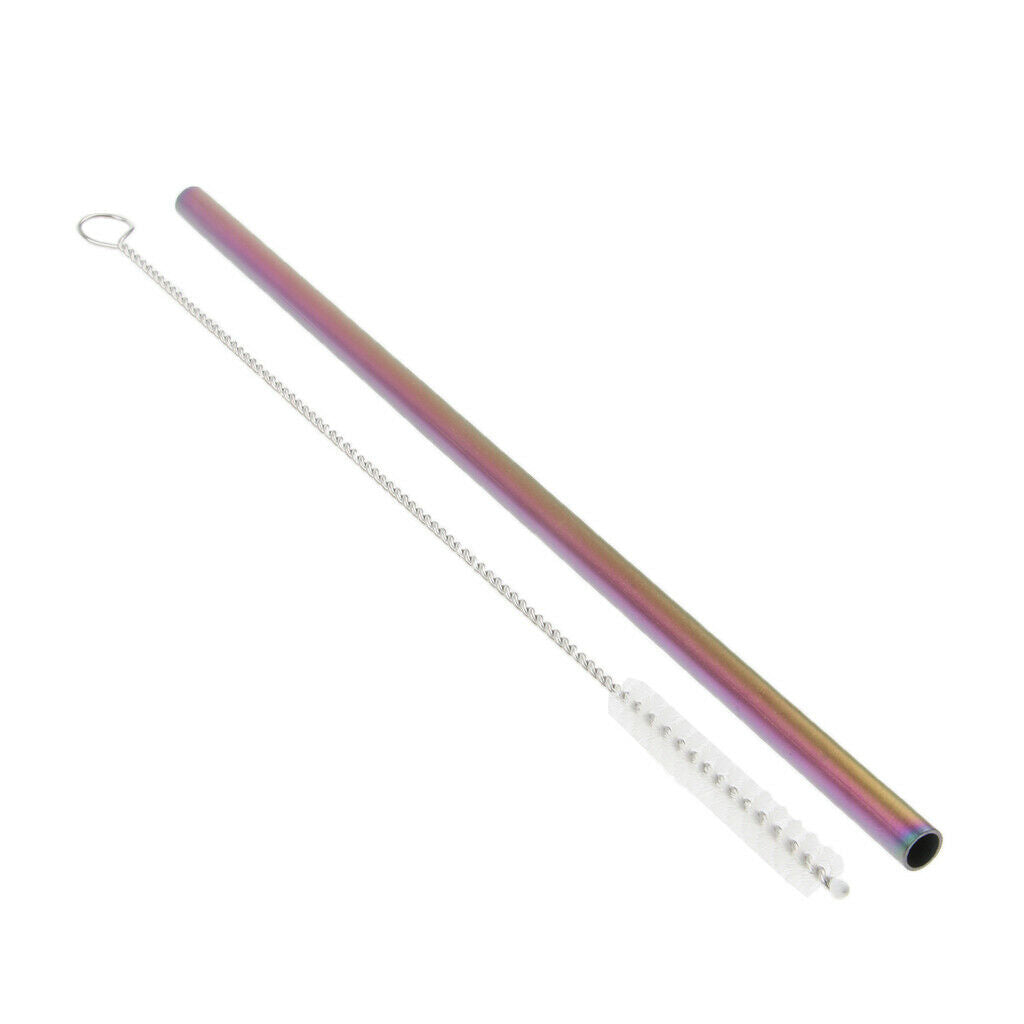 2 Pieces 192mm Colored and True Color Titanium Drinking Straws, Easy and