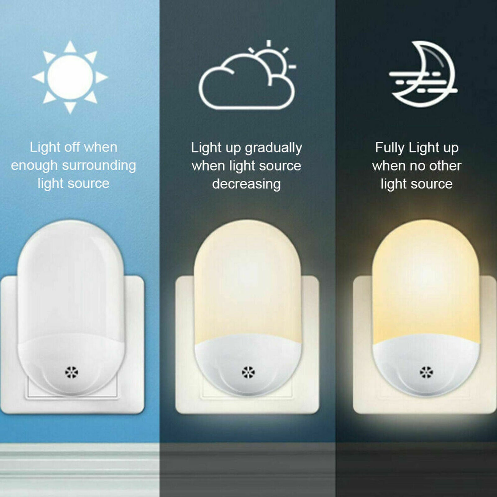 2Pcs LED Night Light With Motion Detection Socket Night Light Night Lamp Lamps