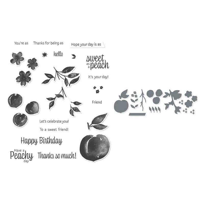 Peach Cherry Seal Stamp with Cutting Dies Stencil DIY Scrapbooking Emboss Photo