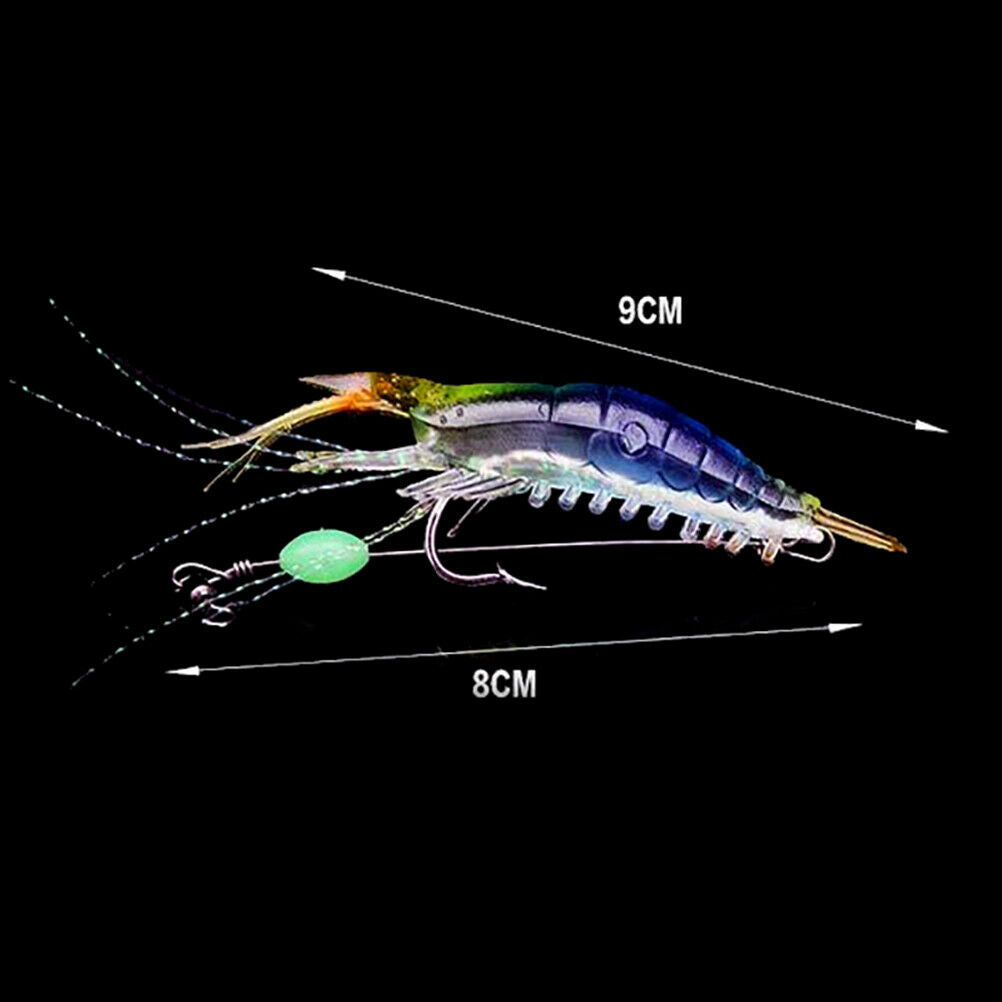 5pcs Soft shrimp bait luminous silicone prawn fishing lures hook bait 5 c.l8