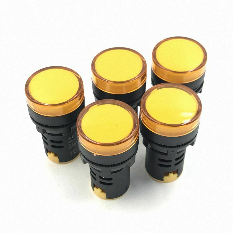 10pcs 110V 22mm Yellow LED Indicator Pilot Signal Light Lamp [M_M_S]