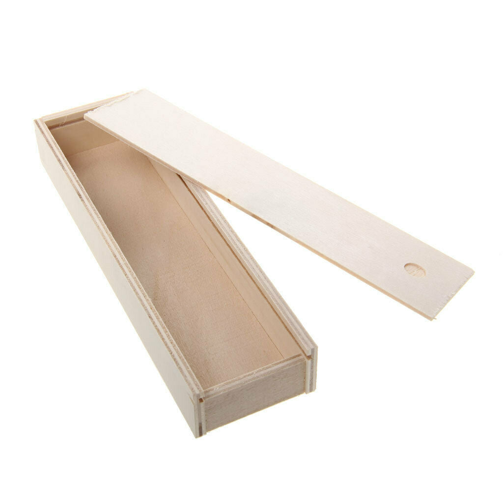 Prettyia Wooden Unfinished Jewelry Box for Kid's DIY Craft Rectangle Shape