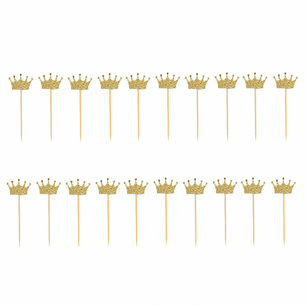 20pcs Cake Toppers Crown Cupcake Picks Christmas Party Favor Cake Ornament