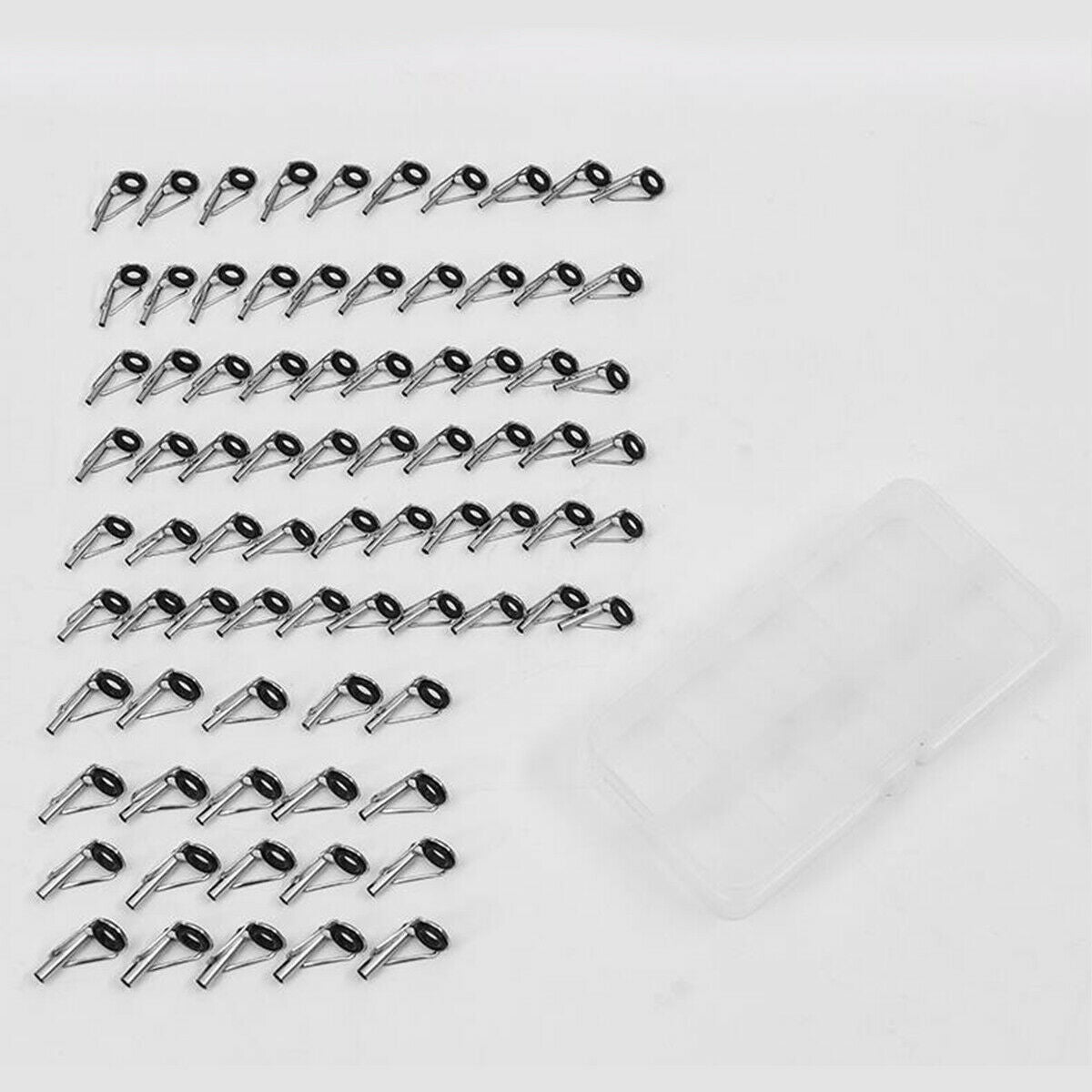 80PCS Ceramic Fishing Rod Guide Tips Top Eye Rings Line Repair Kit 10 Sizes set