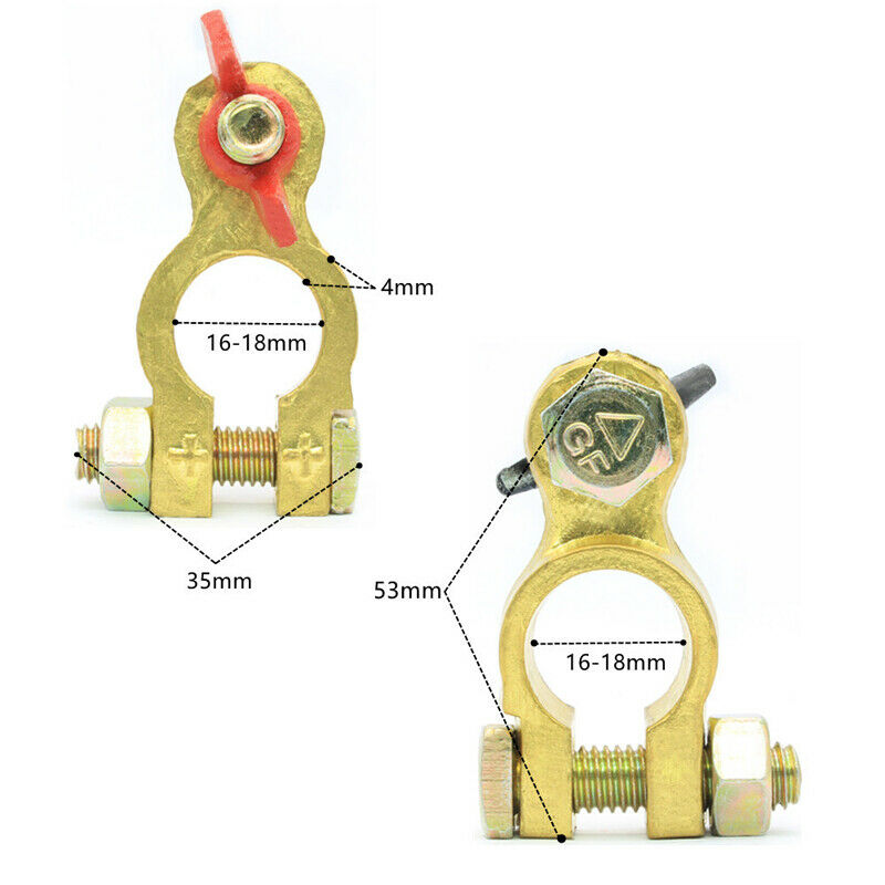 Car Battery Pure Copper Cable Terminal Clamp Clips Connector Negative + Positive