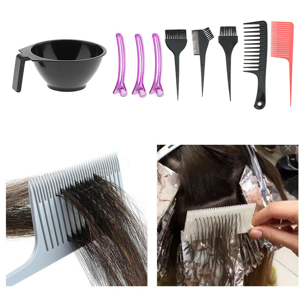 Hairdressing Hair Color Bowl Brush Comb Hair Clips Highlighting Tools Kits