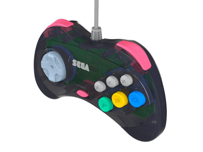 New Retro-Bit Official Sega Saturn Controller Pad - Slate Grey (Transparent)