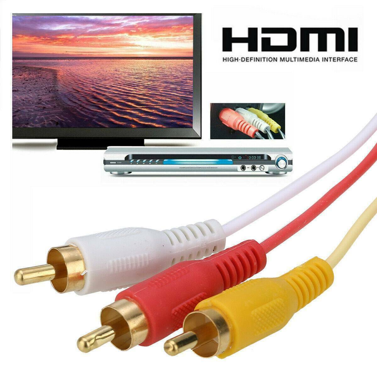 1080P HDMI Male to 3 RCA AV Cable Cord Adapter Converter Video Audio DVD 1.5M !!