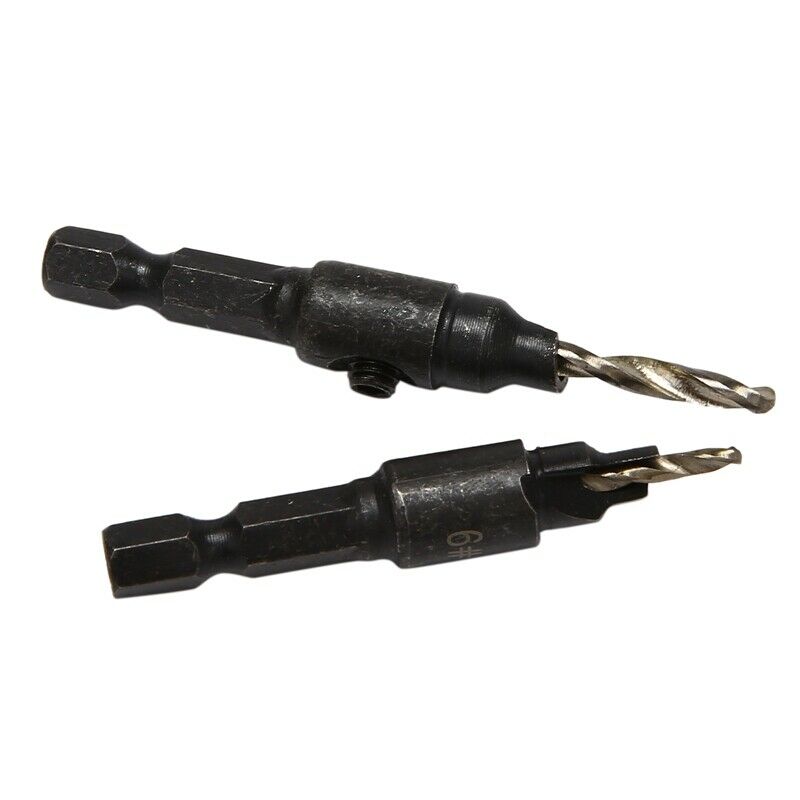 4x Countersink HSS Taper  Change #6 #8 #10 #12 Drill Tool Bits 1/4 Hex Shank LG1